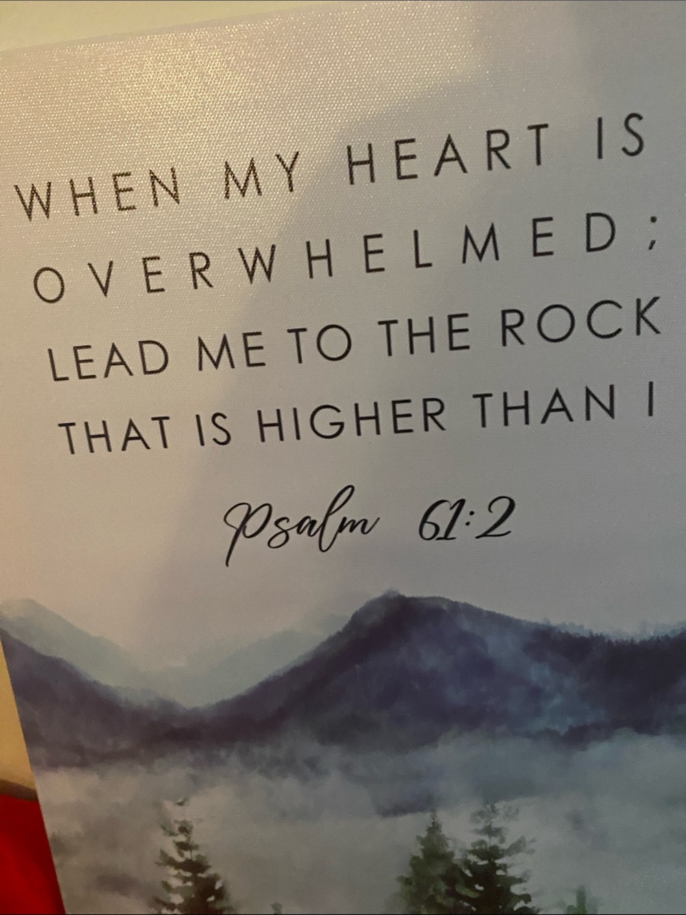 Inspirational Psalm 61:2 Blue Mountain Canvas Wall Art